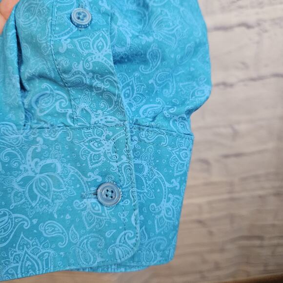 Ariat Button Up Shirt Mens XL Blue Paisley Print Long Sleeve Cotton Cowboy - Picture 2 of 7